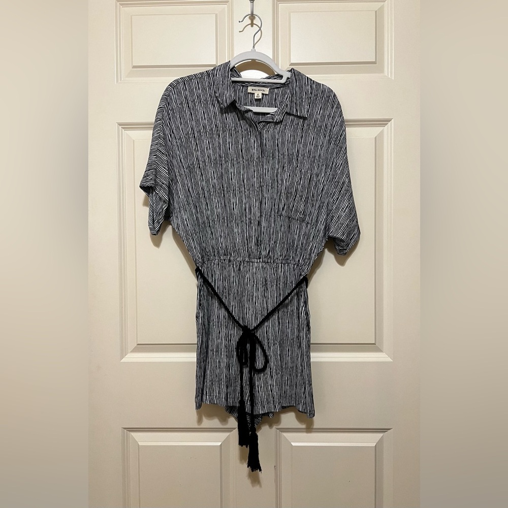 Black and White Striped Romper